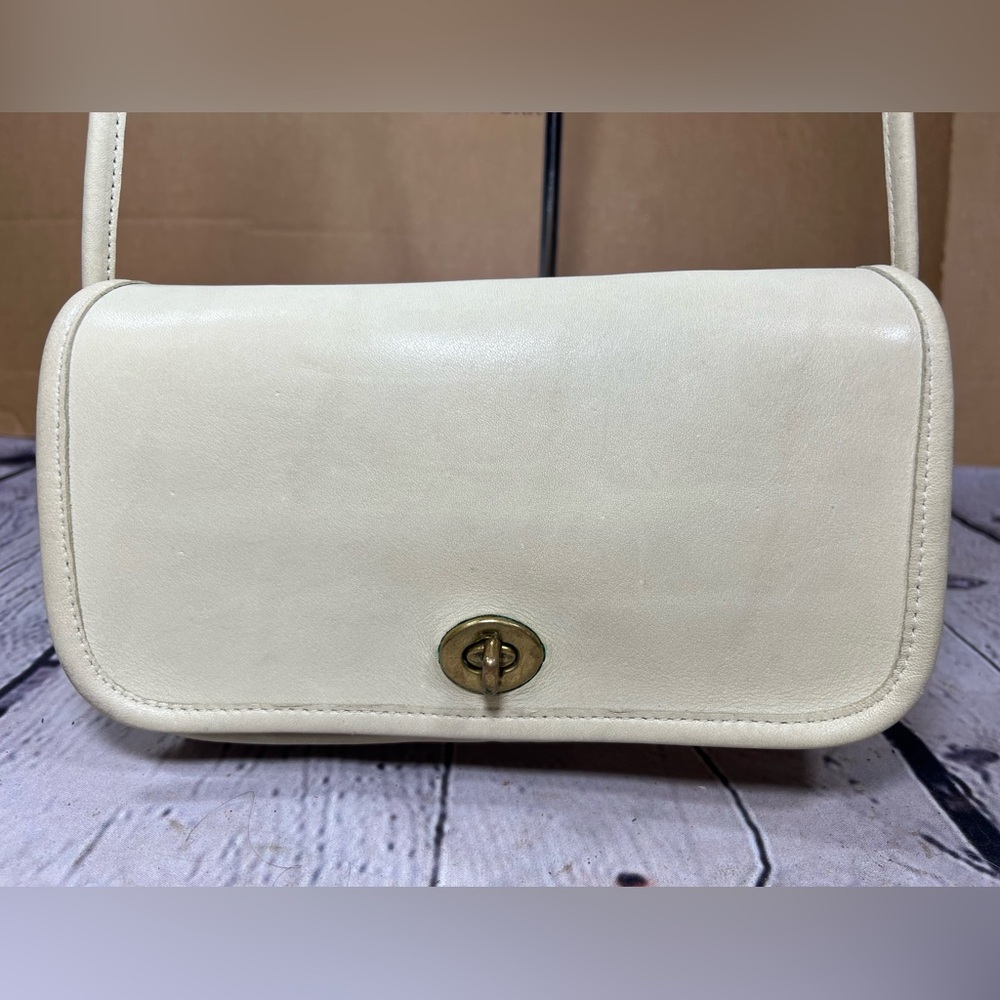 Vintage Coach 9375 Dinky Bag Bone🦴Ivory Made ‘80s NYC Factory Clean Nice Cond!